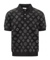 Casablanca Knitted Polo Shirt With Monogram Pattern In Black