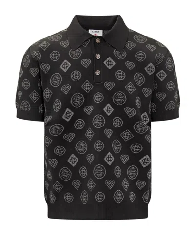 CASABLANCA JACQUARD BUTTONED POLO SHIRT