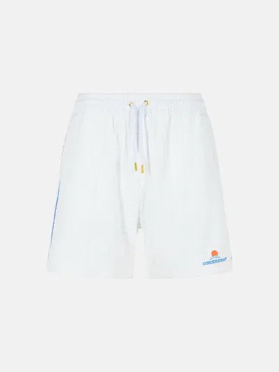 Casablanca Jacquard Cotton Blend Terry Shorts With White Monogram
