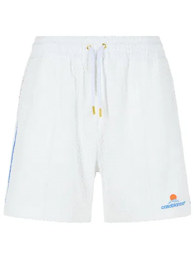 CASABLANCA CASABLANCA JACQUARD COTTON BLEND TERRY SHORTS WITH WHITE MONOGRAM
