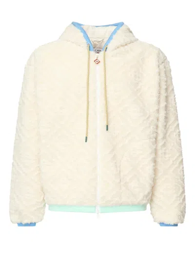 Casablanca Jacquard Fleece Jacket With Monogram In Neutral