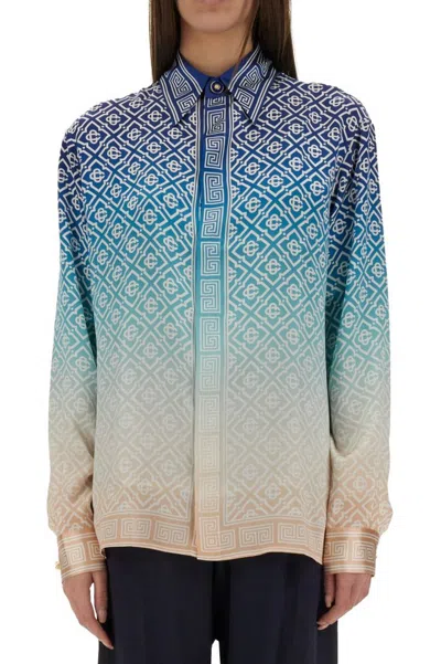 Casablanca Gradient Silk Shirt With Classic Collar In Multicolour