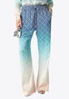 Casablanca Cc Ombre Print Silk Wide-leg Trousers In Multicolor