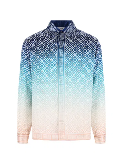 Casablanca Jacquard Gradient Silk Shirt In Green