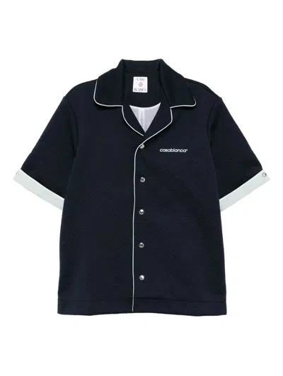 Casablanca Jacquard Long Sleeve Shirt For Men In Blue