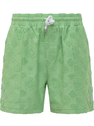 Casablanca Kids'  Jacquard Mini Shorts For Summer 2025 In Green