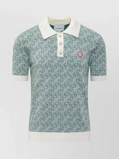 Casablanca Column Jacquard Monogram Polo Shirt In Columnmonogram