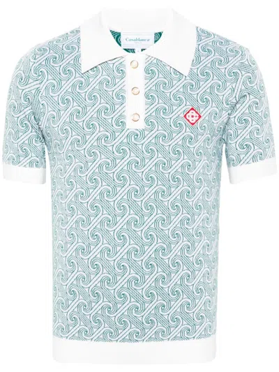 Casablanca Jacquard Monogram Polo Shirt In Multicolour