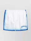 Casablanca White Swim Shorts With Elastic Waist And Logo Print On The Front In Tech Fabric Man