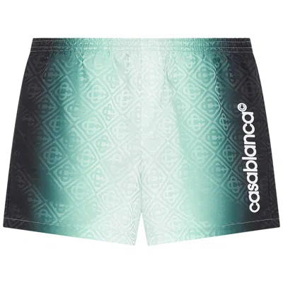 Pre-owned Casablanca Jacquard Printed Swim Shorts 'gradient' | Teal | Men's Size Xl In Blue