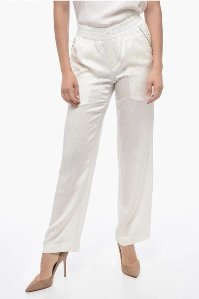 Casablanca Jacquard Silk Pants With Elastic Waistband In White