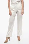 Casablanca Jacquard Silk Pants With Elastic Waistband In White