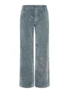 Casablanca Wide-leg Design Cotton Blend Jeans In Light Blue