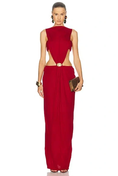Casablanca Jersey Cut Out Maxi Dress In Red