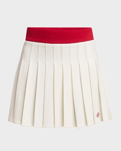 Casablanca Jersey Pleated Mini Skirt With Logo Band In Diamond Logo