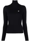 Casablanca Ribbed Turtleneck Sweater Long Sleeves In Black
