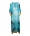 Casablanca Caustic Emblem Kaftan Dress In Blue And Gold In Blue