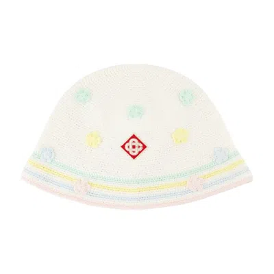 CASABLANCA KAWAII CROCHET BUCKET HAT - COTTON - WHITE