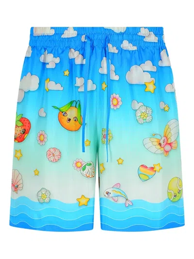 CASABLANCA KAWAII SILK BERMUDA SHORTS