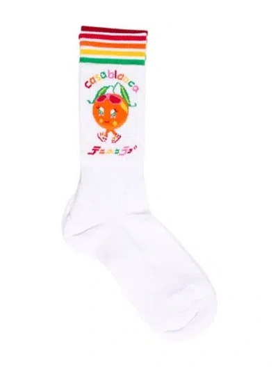 Pre-owned Casablanca Kawaii Sports Socks In White