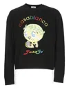 Casablanca Character Intarsia Wool Crewneck Sweater In Black