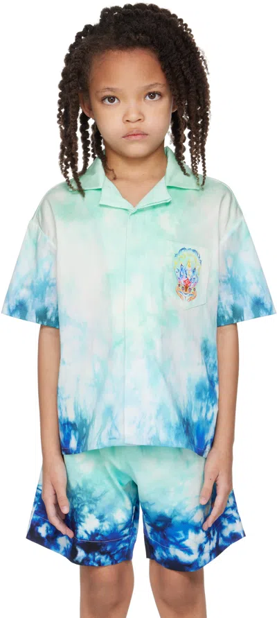 Casablanca Kids Blue Surf Lotus Short Sleeve Shirt