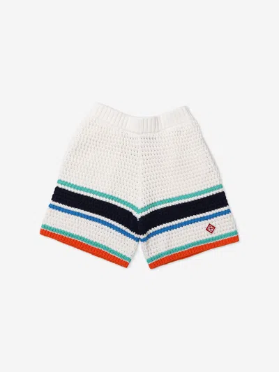 Casablanca Kids Crochet Effect Tennis Shorts In White