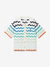 Casablanca Kids Off-white Gradient Wave Crochet Shorts In Blue