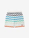 Casablanca Kids Off-white Gradient Wave Crochet Shorts In Blue