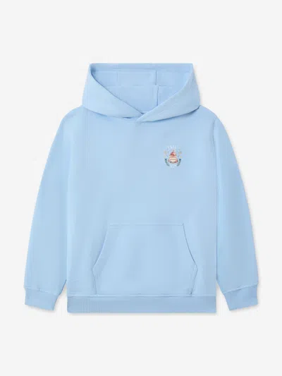 Casablanca Kids Loopback Casaway Print Hoodie In Blue