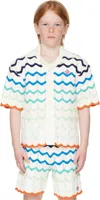 Casablanca Kids Off-white Gradient Wave Crochet Shorts In Knit Wave