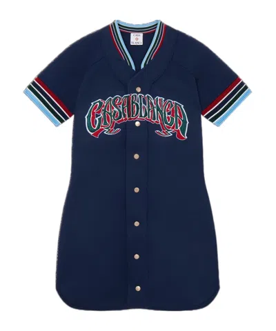 Casablanca Knit Baseball Dress In Navy Blue | ModeSens