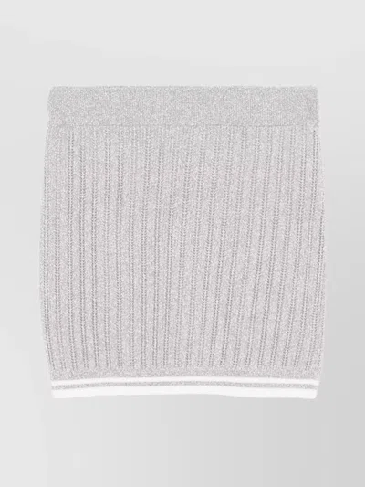 Casablanca Knit Metallic Skirt Striped Border In Silver