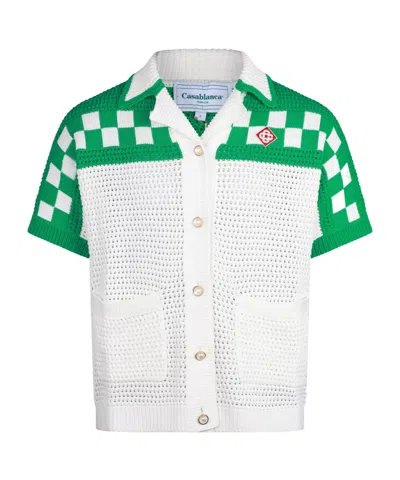 Casablanca Knit Shortsleeve Polo Shirt In White
