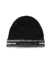 Casablanca Fuzzy Black Mohair Beanie With Contrasting Stripes In Black