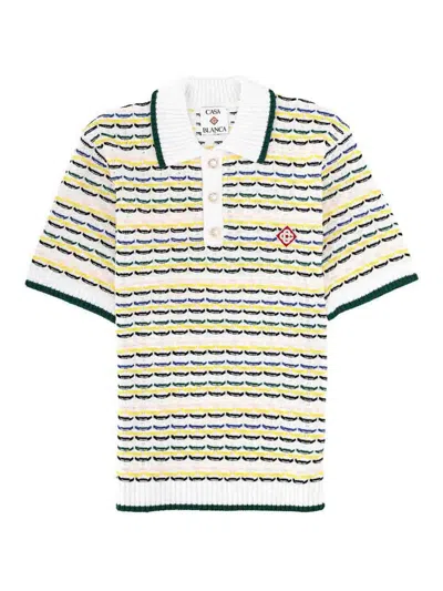 Casablanca Knitted Cotton Polo In Multi