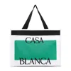 CASABLANCA KNITTED WHITE AND GREEN POLYESTER SHOPPER BAG