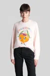 Casablanca Character Intarsia Crew Pullover Merino Kawaii Orange In Pink