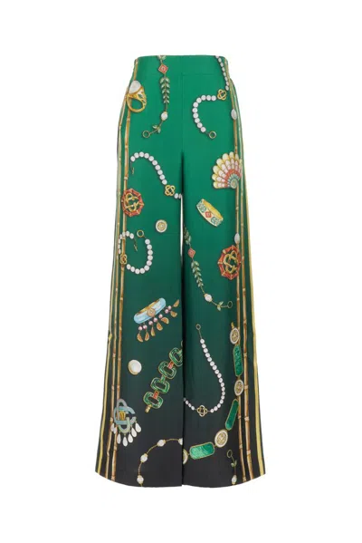 Casablanca La Boite A Bijoux Satin Trousers In Green