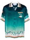 Casablanca La Deesse Du Stade Printed Silk-satin Shirt In Green