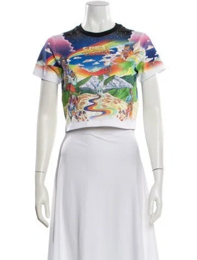 Pre-owned Casablanca La Musique Graphic Print Crop Top W/ Tags In White