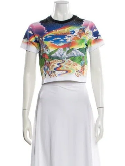 Pre-owned Casablanca La Musique Graphic Print Crop Top W/ Tags In White