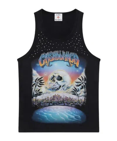 Casablanca La Prémonition Embellished Tank Top In Black
