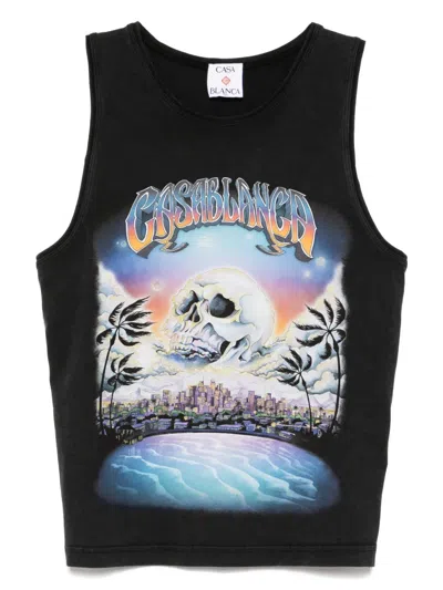 Casablanca La Premonition Printed Baby Tank Top In Black