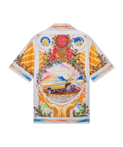 Casablanca La Tornade De Rose Short Sleeve Shirt In Multi