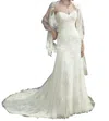 Casablanca Lace Appliqué A-line Gown In Ivory/ivory/silver In Multi