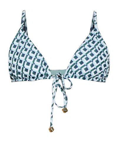Casablanca Lace-up Bikini Top In Blue