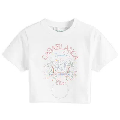 Casablanca Ladies Crayon Tennis Club Baby T-shirt In White