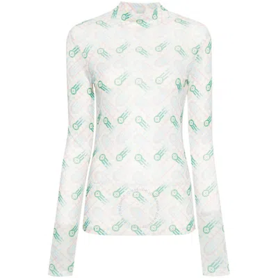 CASABLANCA CASABLANCA LADIES MULTICOLOR PING PONG MONOGRAM PRINT TOP