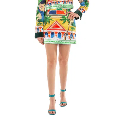 CASABLANCA LADIES MULTICOLOR TRIOMPHE D'ORANGE QUILTED MINI SKIRT